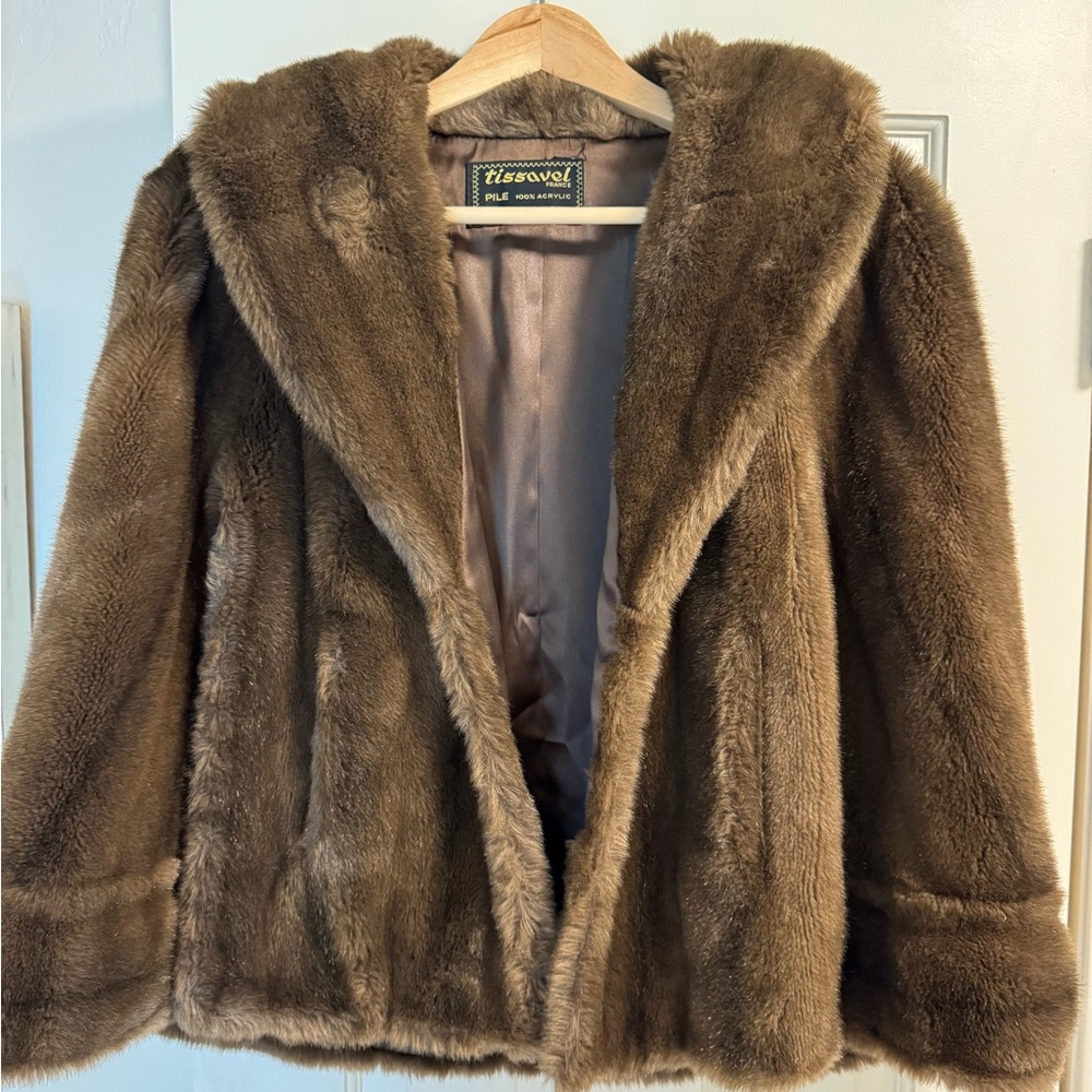 Tissavel of France Brown Faux Fur Cape/Bolero